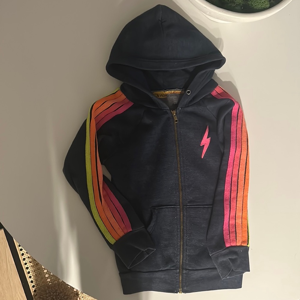 Aviator Nation zip front arm stripe sweatshirt
